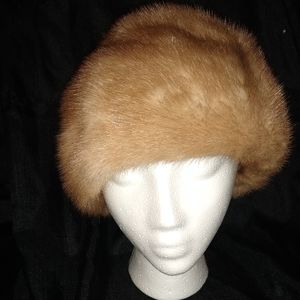 Vintage Blonde Real Fur pillbox hat.